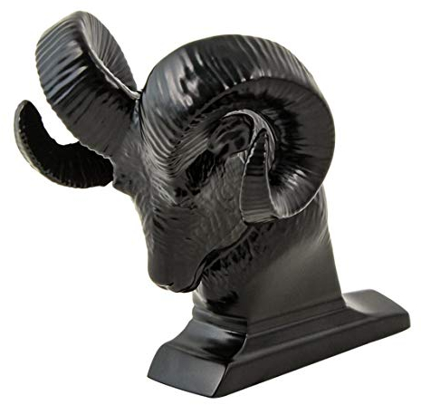 GG Grand General 48050 Matte Black Powder Coated Ram's Head Hood Ornament