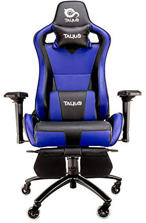 Talius Caiman V2 - Silla Gaming con reposapiés Extraible, Ergonómica, Espuma Alta Densidad en frío, Reposabrazos 4D, Diseño Azul