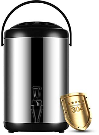 GHKWXUE Thermique Distributeur de Boissons Isolation Boisson rafraîchissante Distributeur Commercial Café thé au Lait Barrel 6L / 8L / 10L / 12L en Acier Inoxydable (Noir) for Les réunions familiales