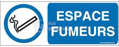 AUA SIGNALETIQUE - Panneau Espace fumeurs-B - 320x120 mm, Aluminium Dibond 3mm