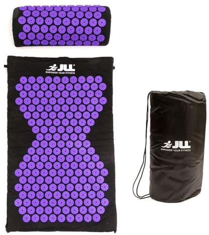 JLL Fitness Acupressure Mat Set - Prick Free Acupuncture Mat and Acupuncture Pillow for Relaxation and Pain Relief - Massage Mat, Acupressure Cushion, Washable Cover and Travel Bag (Purple)
