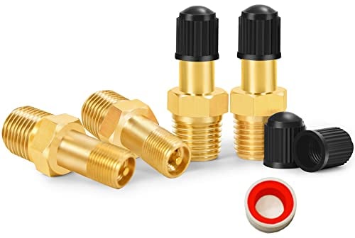 GODESON 1/8 NPT Tank Valve, 4 Pieces Anti-Corrosion Brass Schrader Valve with 1/8 Male NPT,Using with Air Compressor Tanks(4 Packs)