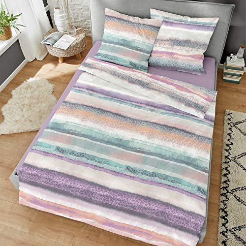 Dormisette Mako-Satin Bettwäsche Askersund beere 1 Bettbezug 155 x 220 cm + 1 Kissenbezug 80 x 80 cm