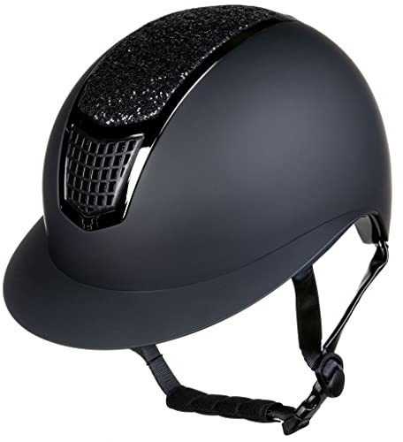 HKM Unisex – Erwachsene Glamour Shield Reithelme, 9191 schwarz/schwarz, 59-61 cm