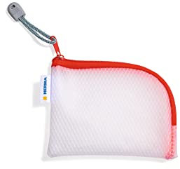 HERMA Dokumententasche A7 mit Reißverschluss, wasserdichte mini Reißverschlusstasche, verschließbare Dokumentenmappe aus Kunstoff mit Zipper, halb-transparent, 14 x 10 cm, rot
