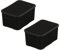 BranQ - Home essential Korb mit Deckel in Rattan Design 2er Set Grösse M 10 l, BPA-frei Kunststoff PP, Schwarz, 32,3x22,5x15 cm, 2 Stk.