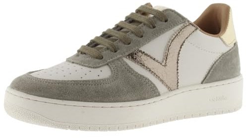 Victoria Basket Basse Madrid Effet Cuir & Pièces en Croûte De Cuir & Métallisées en Contraste 1258222 pour Femme Kaki 36