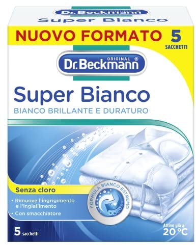 Dr. Beckmann Super Bianco | Rimuove l'ingrigimento | Combatte l'ingiallimento | Rende la biancheria bianca più bianca | 5 x 40 g