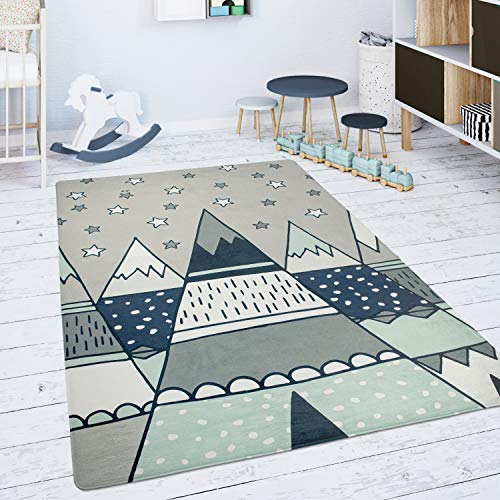Paco Home Kinder-Teppich Für Kinderzimmer, Junge/Mädchen versch. Designs, Farben u. Größen, Grösse:120x160 cm, Farbe:Grau 1