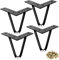 ASelected Lot de 4 Pieds en épingle à Cheveux en métal Robuste avec vis de Protection de Sol en Caoutchouc pour Armoire, Armoire, Table de Chevet, Placard, canapé café, 10 cm, Noir