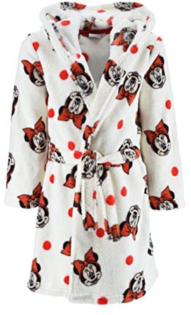 Disney Childrens Minnie Mouse Kids Fleece Robe Dressing Gown Cream Age 8 Years
