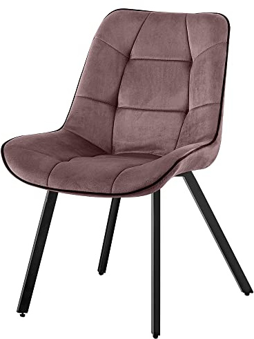 TRISENS Samtstühle Stoffstühle Polsterstuhl Esszimmerstühle Küchenstühle aus Samt Metallbeine (Dust Rose, 1 Stück)
