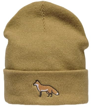 (A) Strickmütze Herren & Damen : Fuchs - Jagdmütze Jäger Geschenke Jagd Zubehör - Beanie Männer Mütze Winter (Braun)