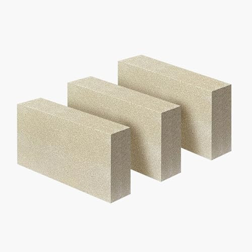 Protalwell Lot de 3 briques réfractaires, taille 22,5 x 11,4 x 6,3 cm, briques réfractaires isolantes, 6,3 cm d'épaisseur pour poêles à bois, cheminées