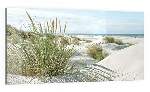 DEQORI Glasbild Acrylglas | Motiv Dünen an Nordseeküste | horizontal einteilig 100x50 cm | schöne Dekoration | Wandbild für Wohnzimmer, Schlafzimmer, Flur & Küche | moderne Wanddeko
