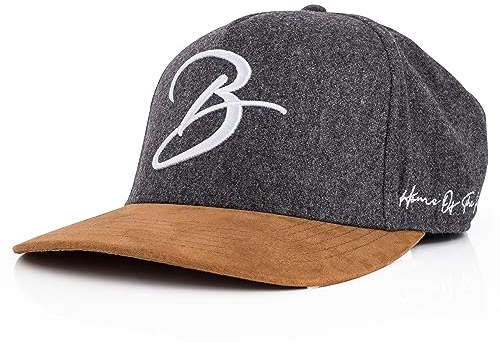 Blackskies® Script Baseball Cap | Unisex Luxury Premium Snapback Hat Mütze Kappe Flanell Synthetischer Wildleder Schirm Suede Grau