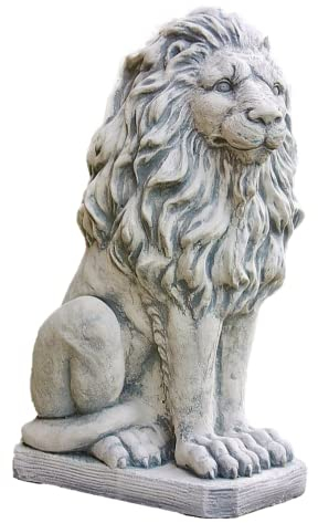 Wunderschöner Löwe aus Steinguss perfekt für den Garten die Terrasse oder den Vorgarten ist Frostfest Witterungsbeständig und Neu 53cm H, 1552