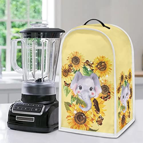 Poceacles Elephant Sunflower Print Blender Cover Food Processor Cover Kitchen Appliance Dust Resistant Protector Coffee Maker Dust Cover Blender Cover