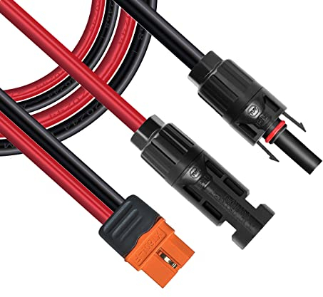 ZkeeShop Câble de charge solaire Connecteur solaire vers XT60i Adaptateur Connecteur de panneau solaire Câble 12AWG XT60i-F Compatible pour EcoFlow DELTA générateur solaire Centrales portables (3M)
