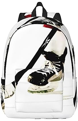 Eishockey-Muster einfache lässige Segeltuch-Umhängetasche =>> Robust und langlebig, stilvoll und leicht geeignet für Männer, Frauen, Schwarz , S