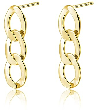 SLUYNZ 925 Sterlingsilber Glieder Ohrstecker für Damen Kette Ohrringe Tropfen Minimalistische Ohrstecker (B-Gold)
