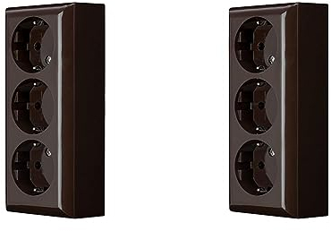 REV 0510089777 PlanoLuxe, Aufputzsteckdose 3-fach. Komplettsett: Rahmen und Einsatz, braun (Packung mit 2)