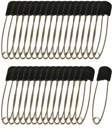 JIHUOO 50 Pcs Large Baby Diaper Pins Craft Clothes Safety Pins Tag Fastening Pins Fabric Sewing Safety Pins Art Crafting Safety Pins with Locking Closures Black