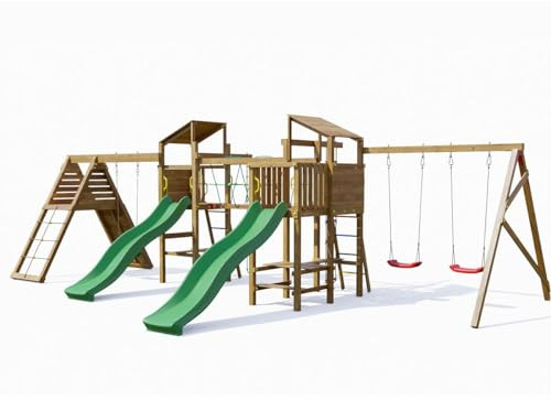Spielplatz aus Holz Playland BigFun TGG Play Mit 3 Schaukeln, 2 Rutschen, Sandkasten, Klettern, Picknicktisch