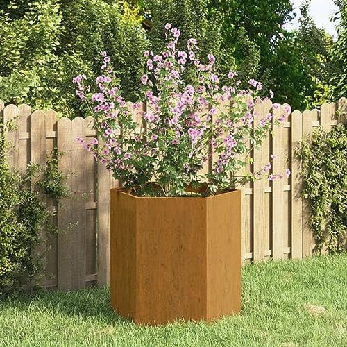Homgoday Fioriera in acciaio corten arrugginito 40 x 40 x 45 cm, fioriera vaso fiori piante supporto giardino patio terrazza balcone decorazione ornamenti