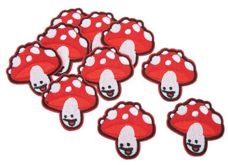 Niedliches Pilz-Aufnäher-Set, 30 Stück, Zum Aufbügeln oder Aufnähen, Gestickte Applikationen für Kleidung, DIY, Nähen, Basteln, Dekoration, Lustige und Skurrile Verzierungen für