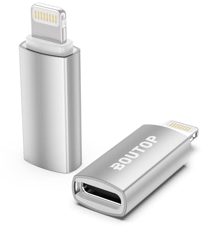 BOUTOP 2 Paquet Adaptateur USB C vers Lightning Certifié Apple MFi pour Charge Rapide 27W (Pas pour la Synchronisation des Données) Compatible avec iPhone, iPad sélectionné, iPod- [Argent]
