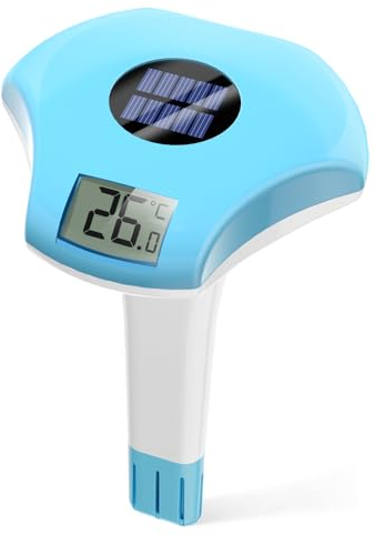 BALDR Termómetro Piscina Flotante, Solar Termometro Piscina con Pantalla Digital, Resistente al Agua IPX8, El ahorro de energía, adecuado para piscina/jacuzzi/fuente de agua caliente/acuario