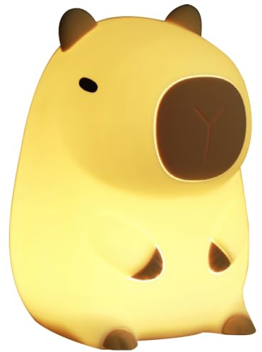 Nachtlicht für Kinder Schlafzimmer | Soft Glow Nachttischlampe | USB wiederaufladbare Kinderzimmer Lichter, Silikon Kawaii Tierform Pat Lampe, Geschenke für Kinder Jungen und Mädchen (Capybara)