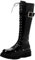 Etebella Damen Knee High Combat Boots Gothic Lack Kniehohe Stiefel zum Schnüren Flache Kniehoch Stiefel Punk Schuhe(Schwarz,39)