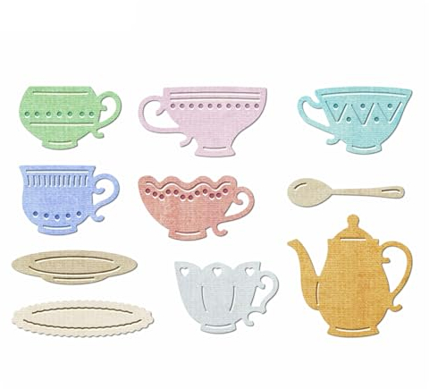 XMZZMX Cup Teapot Set Metal Cutting Dies for Card Making, Paper Embossing Die Cuts Kit Templates, Storage Pockets Supplies, Photo Frame Album DIY Scrapbooking Stencils Sets