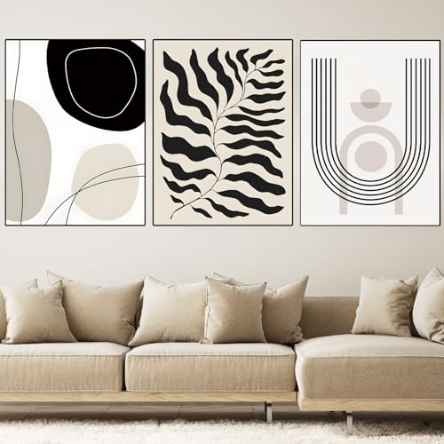 WZXGHE 3 Ser Abstrakte Poster Set,Geometrische Pflanze Kunstdruck Poster Set,Moderne Wohnzimmer Schlafzimmer Deko Poster, Ungerahmt (B,3x50x70cm)
