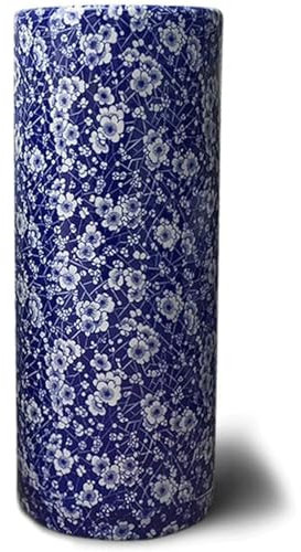 DPCDAN Porte-Parapluie en Porcelaine Bleue et Blanche, Vase Rond Multifonctionnel, Support de Rangement pour Cannes/bâtons de Marche, Porte-Parapluie