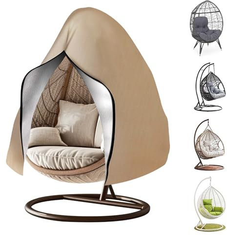 MI CASA Hängesessel Abdeckung 200x230cm, Wasserdicht Abdeckplane Abdeckung für Hängesessel mit Gestell Schutzhülle für Gartenschaukel, UV-beständig Schwerlast Hängekorb Schutzhaube - Khaki, 2 Person