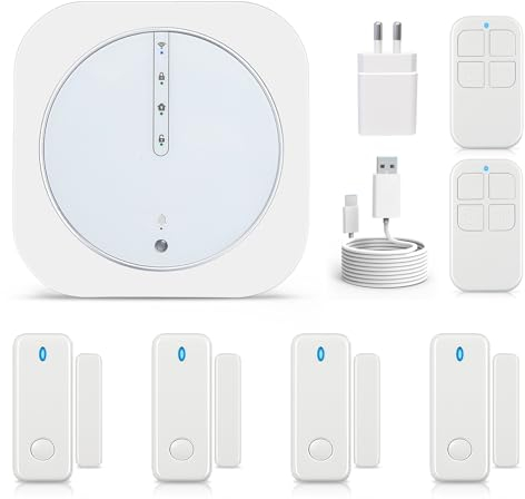 YISEELE Kit Alarma Casa, Sistema de Alarma para Casa con App (Soporte Wi-Fi 5G), Kit de 9 Piezas: Hub, Sensores de Ventana, Controles Remotos, para Apartamento, Garaje, Oficina, Trabajar con Alexa