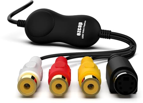 Convertisseur VHS vers numérique, RCA vers USB 2.0, carte de capture vidéo, convertit VHS, VCR, Hi8, caméscope en numérique, prend en charge CVBS et entrée S-vidéo, compatible avec Windows, Mac, Linux
