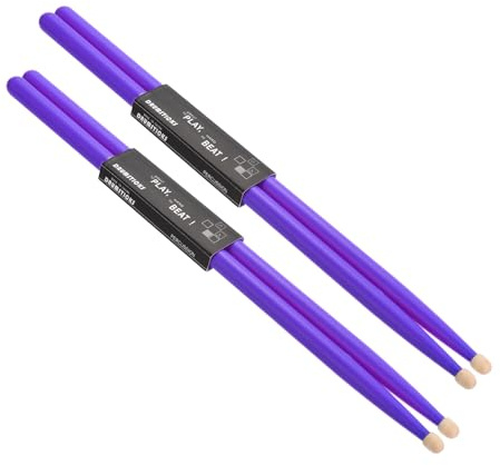 QUARKZMAN 2 Paar Drumstick 7A Ahornholz Schlagzeug Sticks mit Rutschfestem Griff Lila Klassischer Drumstick mit Holzspitze für Schlagzeug, Musikinstrument, Percussion