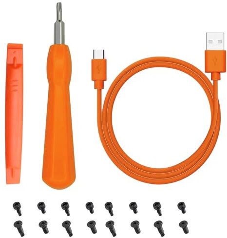 Ring Replacement Charger Cable Cord - Fit For Video Doorbell, Power Cord Wire Compatible, With Screwdriver, 16 Screws, Pry Bar (Orange)