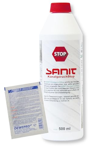 DEWEPRO-Set: SANIT KanalgeruchStop 500 ml - Effektiver Schutz vor unangenehmen Kanalgerüchen - inkl. 1 St. DEWEPRO® SingleScrubs