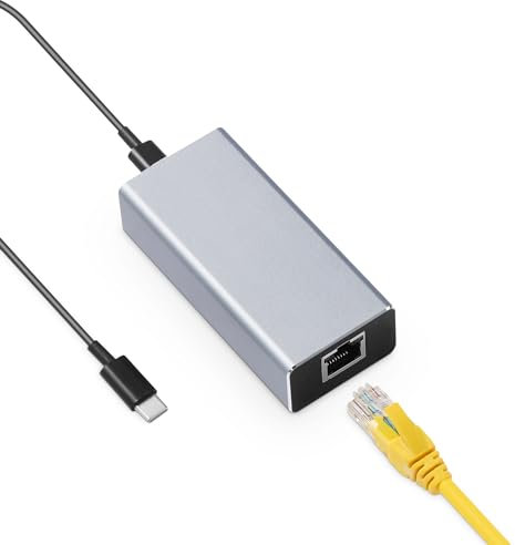 Binardat Adattatore di rete PoE, convertitore IEEE802.3af/at PoE a tipo C, uscita USB C 5V/3A o 9V/2.22A autoadattante con Ethernet, 10/100Mbps, rete cablata e ricarica PD per smartphone/tablet