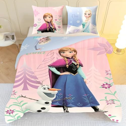 Occzin Kinderbettwäsche, Wende Bettwäsche 135x200cm mit Kopfkissenbezüge 80x80cm Eiskönigin Bettbezug 3D Drucken Bettwäsche Set Mit Reißverschluss 100% Polyester Microfibre Bettwäsche für mädchen