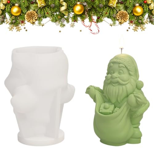 Stampi per candele natalizie, stampi in silicone 3D per Natale, stampo per candele fatte a mano, stampi in resina per sapone fai da te, stampo per aromaterapia (Babbo Natale)