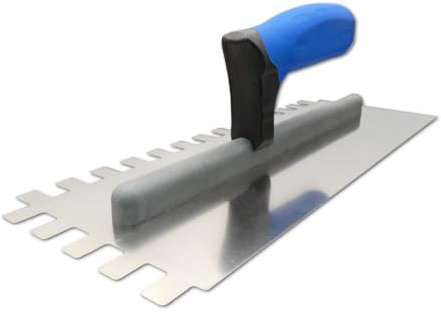 DEWEPRO Cazzuola dentata XXL – dentatura: 12 x 16 mm – extra lunga – spatola dentata – modello Profi III