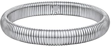 FOCALOOK Armreif Stretch Armband Damen Edelstahl Elastisches Armband Schlange Armspange breit 10mm Schlangenarmband Schmuck Damen