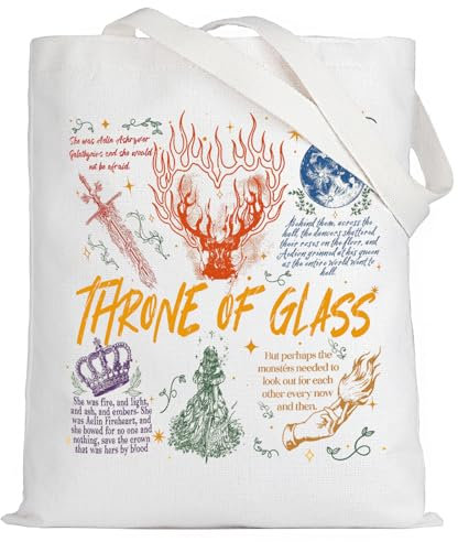 KEYCHIN Bolsa de cristal con diseño de trono Sarah J, regalos para fanáticos de Aelin, bolsa reutilizable para comestibles, regalos, Trono Glass Tb, 9.05 inches x 6.69 inches x 1 inch