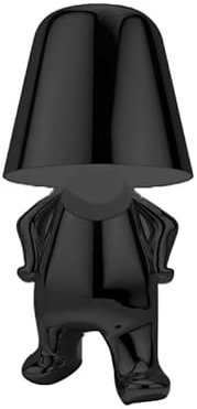 Luxus Bins Brother Tischlampe - Schwarz - Mr Why - Goldmännchen - Dekoratives Accessoire - Wohnzimmerdekoration - Schlafzimmerdekoration - Tischdekoration - Dekorative Tischlampe - Wohnaccessoire